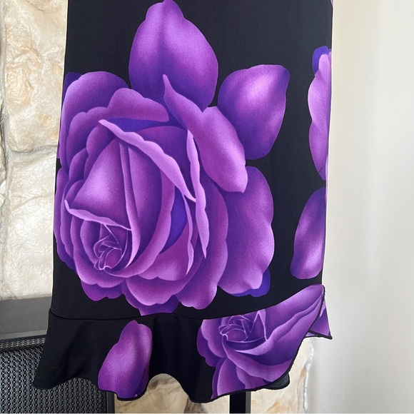 Vintage Dark Floral Spaghetti Strap Bias Cut Midi Dress - Picture 3 of 5